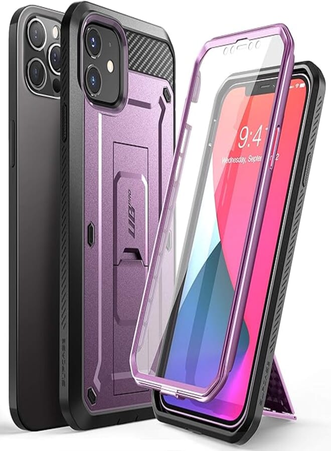 SupCase Unicorn Beetle Pro Series Case for iPhone 12 / iPhone 12 Pro (2020 Release) 6.1 Inch, Built-in Screen Protector Full-Body Rugged Holster Case (Violte)