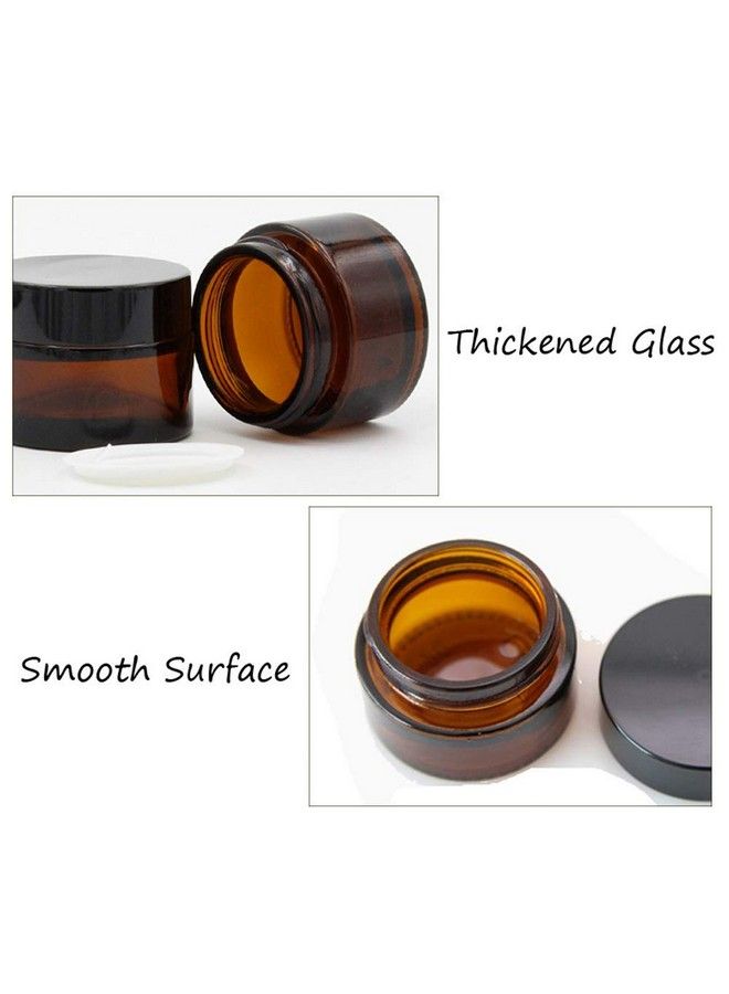SYBL 5Pcs 10Ml 0.35Oz Travel Size Empty Refillable Amber Glass Cosmetic Containers Round Sample Jars Pot Vial Bottle With Inner Liners And Black Lids For Face Creams Lotions And More  - Image 4