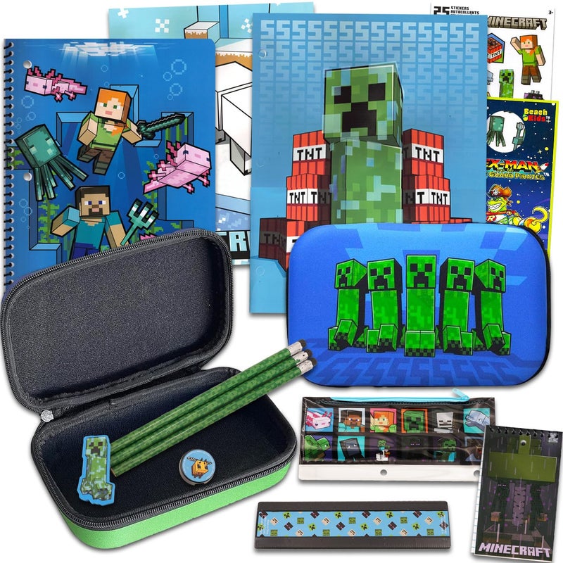 Minecraft School Supplies Set Boys Minecraft Pencil Case Notebook Bundle with Stickers Door Hanger More - Image 2