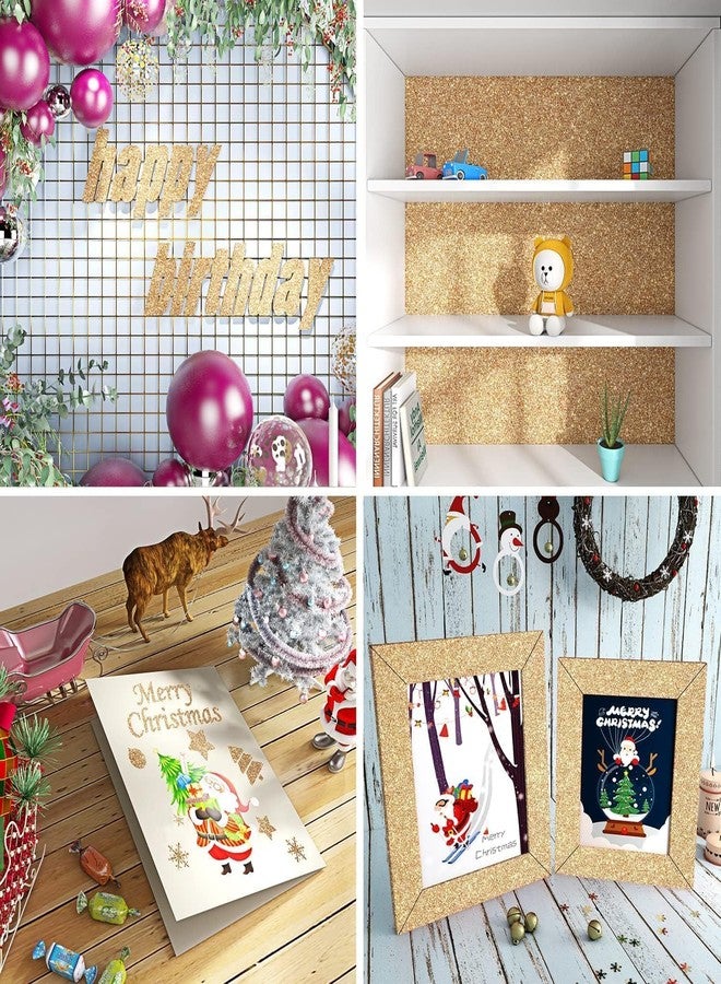 FunStick Champagne Gold Glitter Wallpaper Border Peel and Stick Removable Wall Border Trim Self Adhesive Gold Wallpaper Borders for Bedroom Bulletin Board Sparkle Glitter Contact Paper Decor 3.9"x200" - Image 3