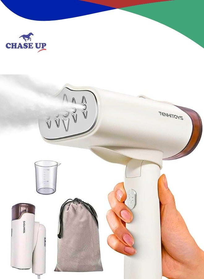 Chase Up Travel garment Steamer Iron for Clothes,1000w Mini Portable handheld clothes steamers Travel Size Small Steam Iron Hand Held Foladble clothing fabric steamer travel gift dorm home essentials. (White) - Image 1