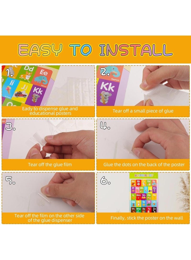 لينلي مجموعة من 16 ملصقًا تعليميًا مغلفًا للأطفال، لوحات جدارية تعليمية مقاومة للماء تتضمن الحروف الأبجدية والأرقام والرياضيات والنظام الشمسي، ديكور للفصول الدراسية والتعليم المنزلي، نقاط لاصقة مرفقة - Image 4