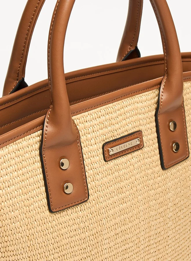 Celeste Women Textured Tote Bag with Detachable Strap and Zip Closure