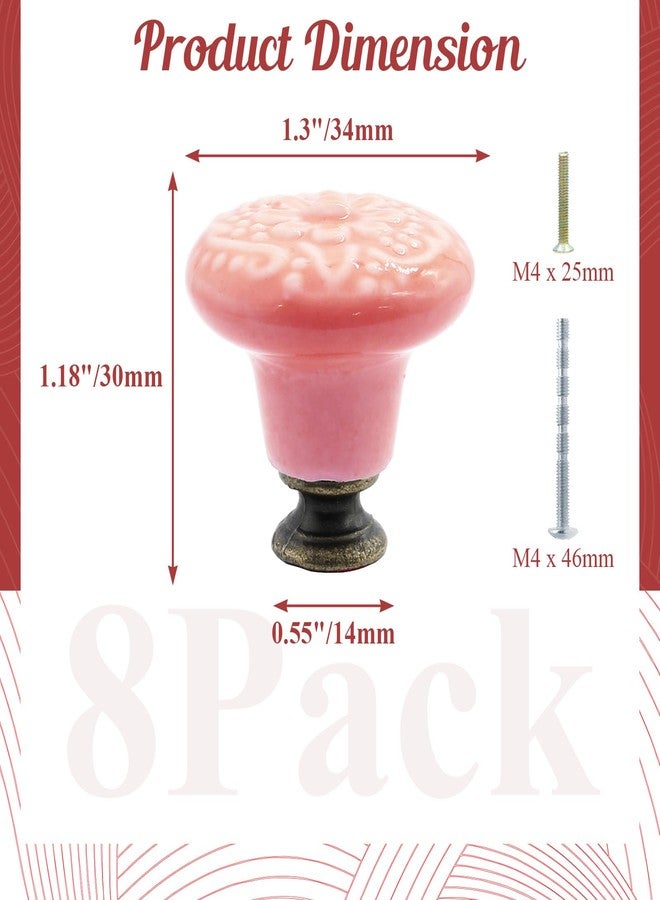 Suiwotin 8pcs Pink Vintage Ceramic Kitchen Cabinet Knobs & Pulls - Retro Drawer Handles for Closet, Cupboard & Furniture Doors - Image 2