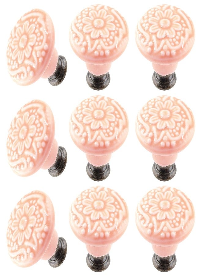 Suiwotin 8pcs Pink Vintage Ceramic Kitchen Cabinet Knobs & Pulls - Retro Drawer Handles for Closet, Cupboard & Furniture Doors - Image 5