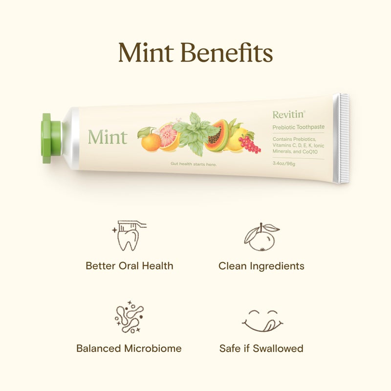 Revitin Toothpaste | Fluoride-Free Prebiotic Mint Tooth Gel | No SLS, Gluten Free, Dye Free, GMO Free, No Sweeteners | Non-Toxic, Kid Approved - Image 3