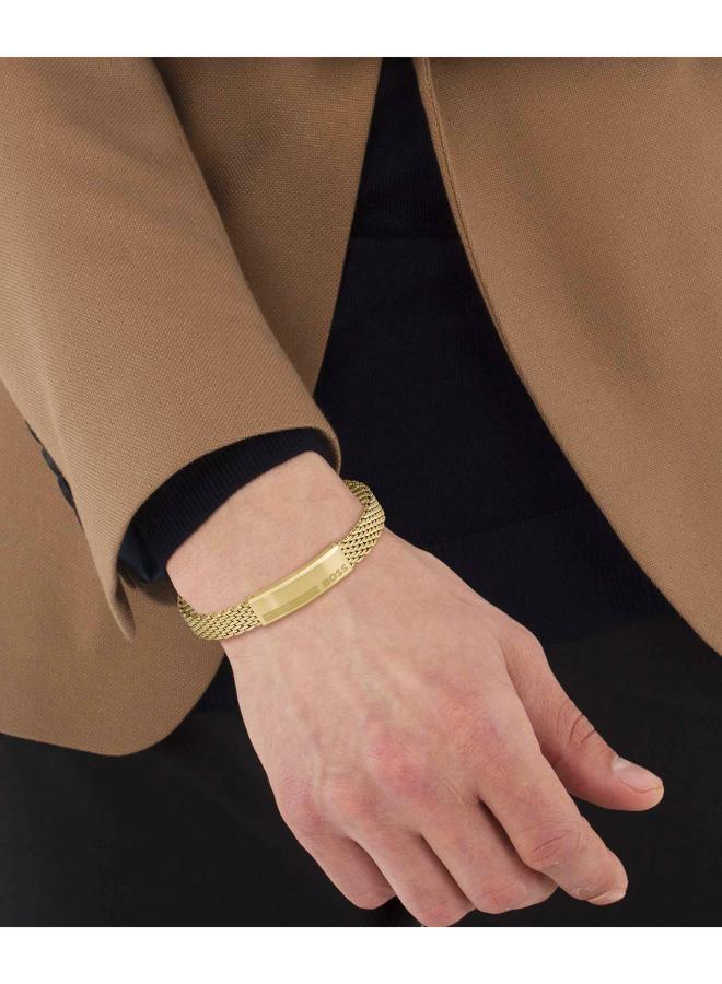 BOSS Alen Collection Link Bracelet For Men In Yellow Gold With An Engraved Plaque - 1580610 - Image 2