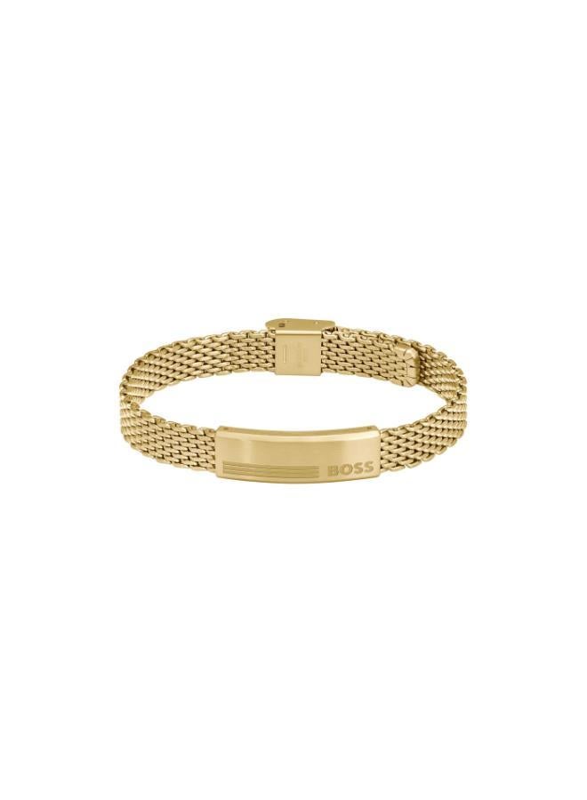 BOSS Alen Collection Link Bracelet For Men In Yellow Gold With An Engraved Plaque - 1580610 - Image 1