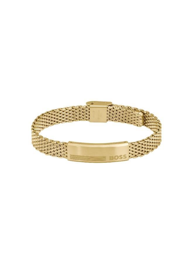 BOSS Alen Collection Link Bracelet For Men In Yellow Gold With An Engraved Plaque - 1580610 - Image 3