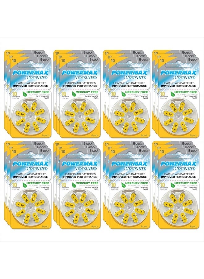 PowerMax Size 10 Hearing Aid Batteries, Made In USA, Yellow Tab, 192 Count - Image 1