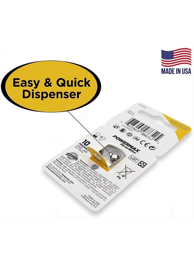 PowerMax Size 10 Hearing Aid Batteries, Made In USA, Yellow Tab, 192 Count - Image 4