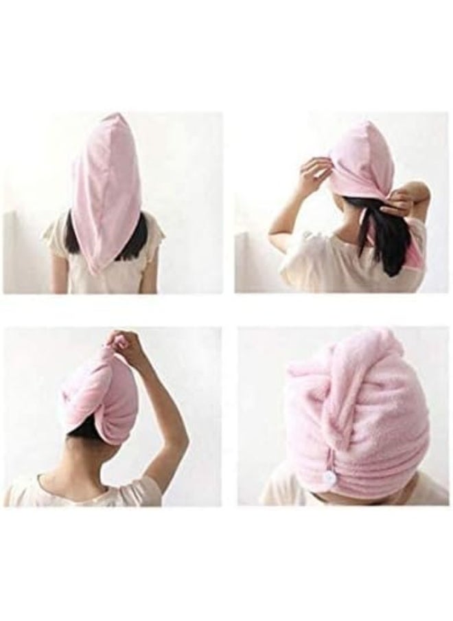 Generic 2 PCS Hair Towel Wrap, Hair Drying Towel with Buttons, Microfiber Towel, Dry Hair Hat, Bath Hair Cap  - Image 5