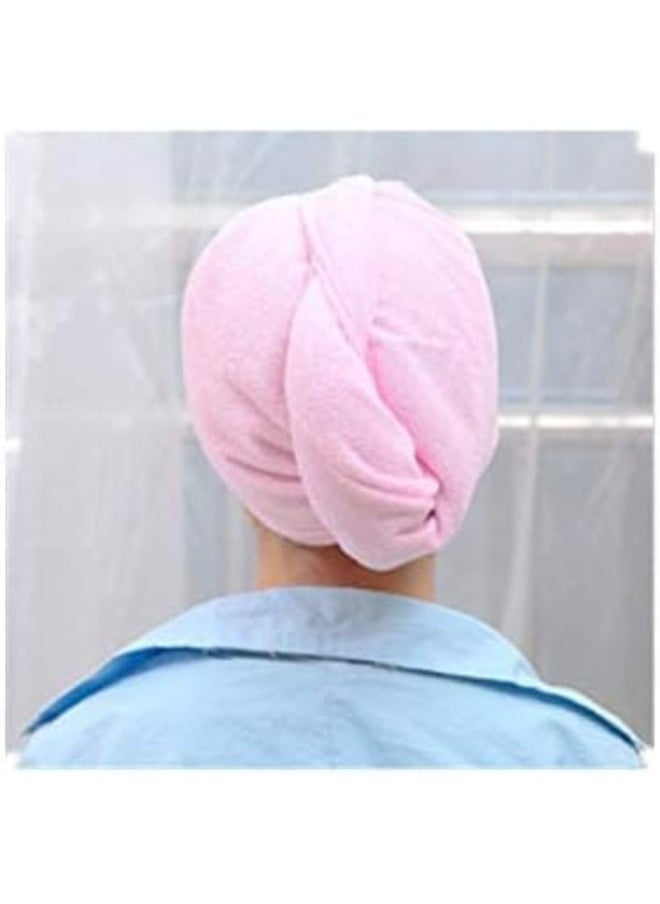 Generic 2 PCS Hair Towel Wrap, Hair Drying Towel with Buttons, Microfiber Towel, Dry Hair Hat, Bath Hair Cap  - Image 2