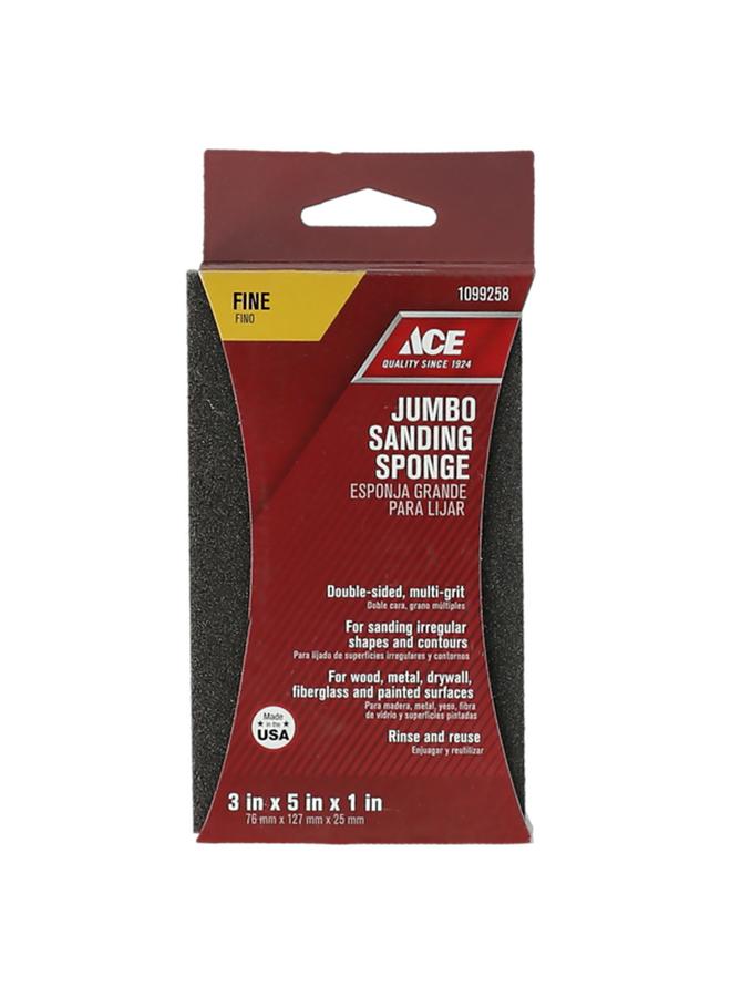 ACE Fine Grit Extra Large Flexible Rinse and Reuse Sanding Sponge Brown 1099258 - Image 1