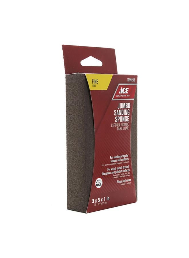 ACE Fine Grit Extra Large Flexible Rinse and Reuse Sanding Sponge Brown 1099258 - Image 2