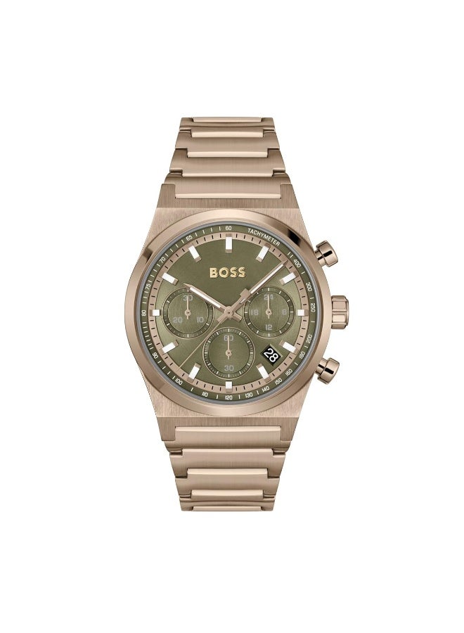 HUGO BOSS WATCH ROUND CHRONOGRAPH MEN'S OLIVE GREEN CASE WATCH - 1514222 - Image 1