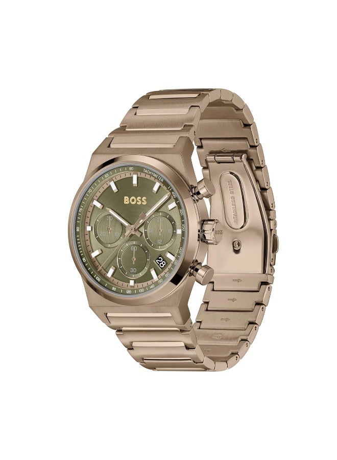 HUGO BOSS WATCH ROUND CHRONOGRAPH MEN'S OLIVE GREEN CASE WATCH - 1514222 - Image 2