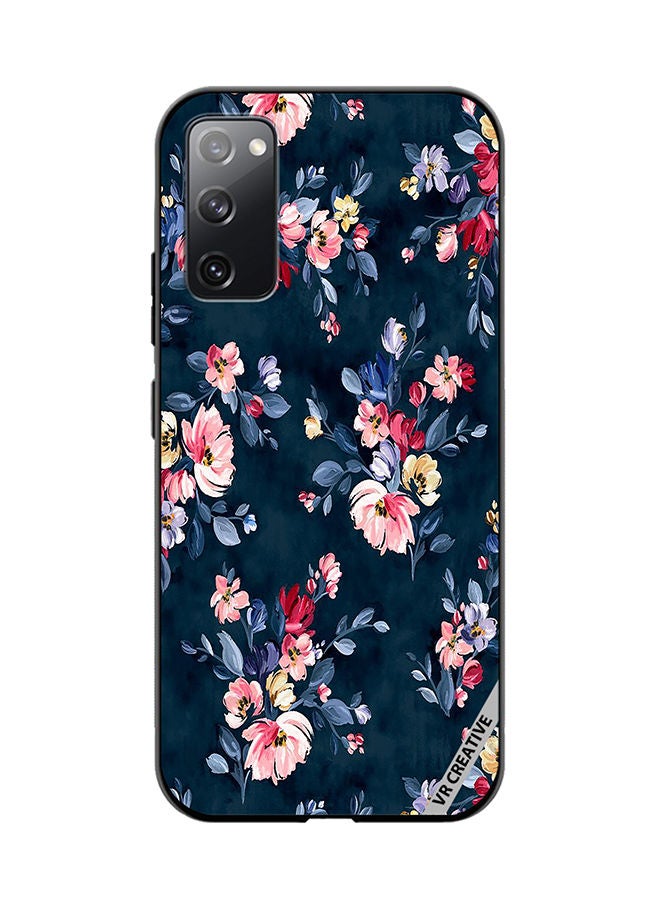 VR CREATIVE غطاء واقي لهاتف سامسونج جالاكسي S20 FE 5G بتصميم زهور بحرية ملونة بألوان زاهية من الوردي والأصفر - Image 1