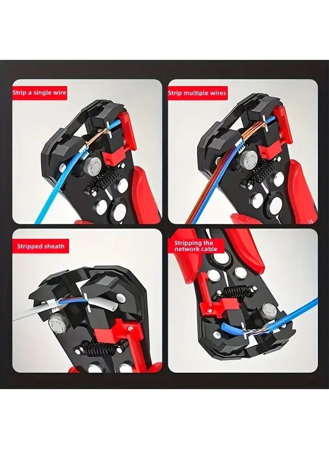 Red Automatic Wire Stripper Crimping Pliers 24 10AWG Carbon Steel Electrical Tool - Image 5