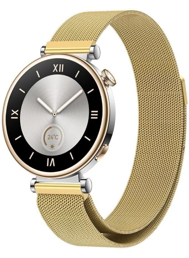 Watch 18mm Stainless Steel Magnetic Metal Smart Watch Band | Compatible with Huawei Watch gt4 41mm & gt5 41mm & gt6 41mm Stylish Adjustable Replacement Strap Durable Comfortable Gold - Image 1