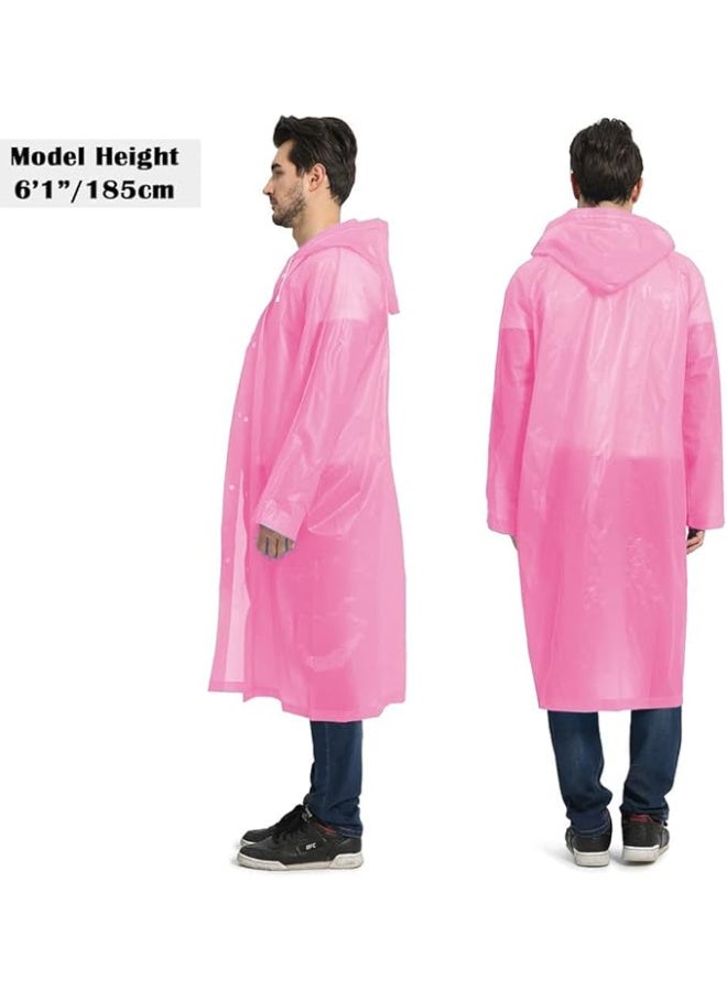Reusable Adults Raincoats,Rain Ponchos with Hood Drawstring, Lightweight Rain Coat Waterproof 145LX68CM (Pink) - Image 3