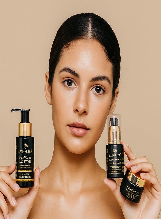 LATORICE Skincare Set - Rice Water Face Wash 50ml + 10% Vitamin C & Hyaluronic Acid Face Serum 30ml + Re-Plasty Age Recovery Cream 50ml | Skin Brightening, Hydration & Anti-Aging Solution for Glowing Skin - Image 1