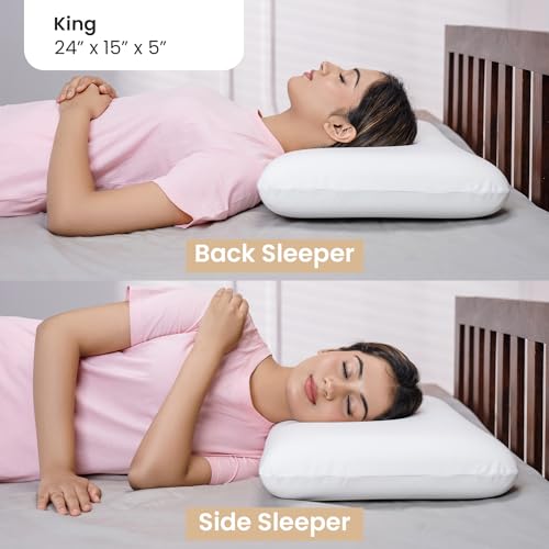 MY ARMOR Memory Foam King Size Pillow - 5 Inch High | 2 Years Warranty | Orthopedic Pillows for Sleeping, Without Cover - Pack of 1 - Image 2