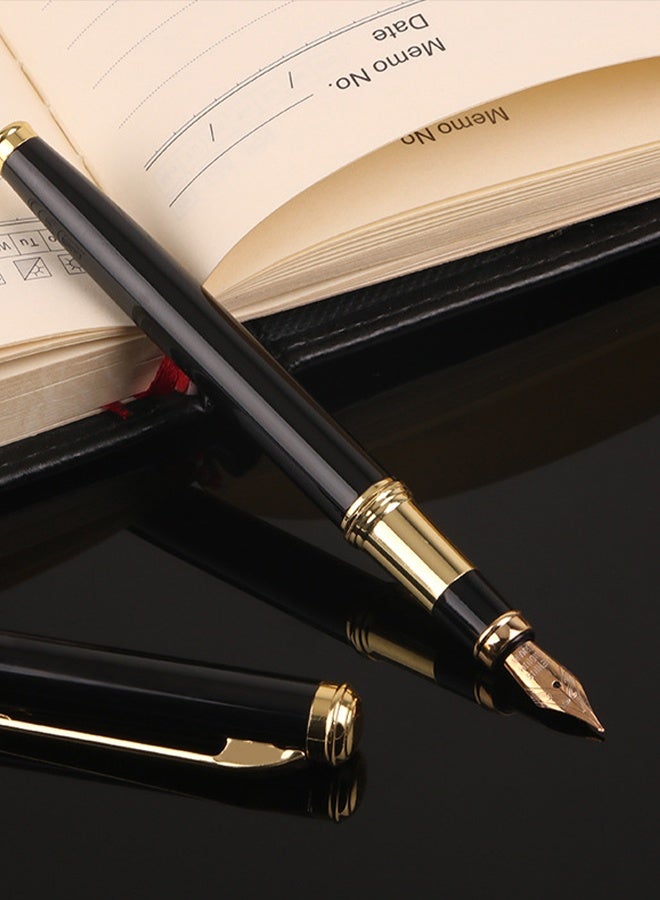 KANGLI Luxury Fountain Pen with Gift Box, Iridium Extra & High-end Piston-filling Business Signature Pen, 0.5MM Classic Metal Pen Calligraphy Pen, Gift for Business Journal,for Men and Women Writing (Black) - Image 2
