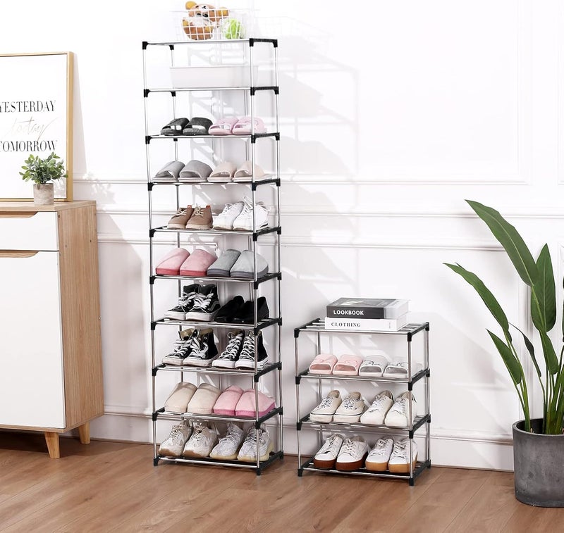 Jucaifu Stackable Shoe Rack, Entryway, Hallway and Closet Space Saving Storage and Organization (4-Tier, Black) - Image 2