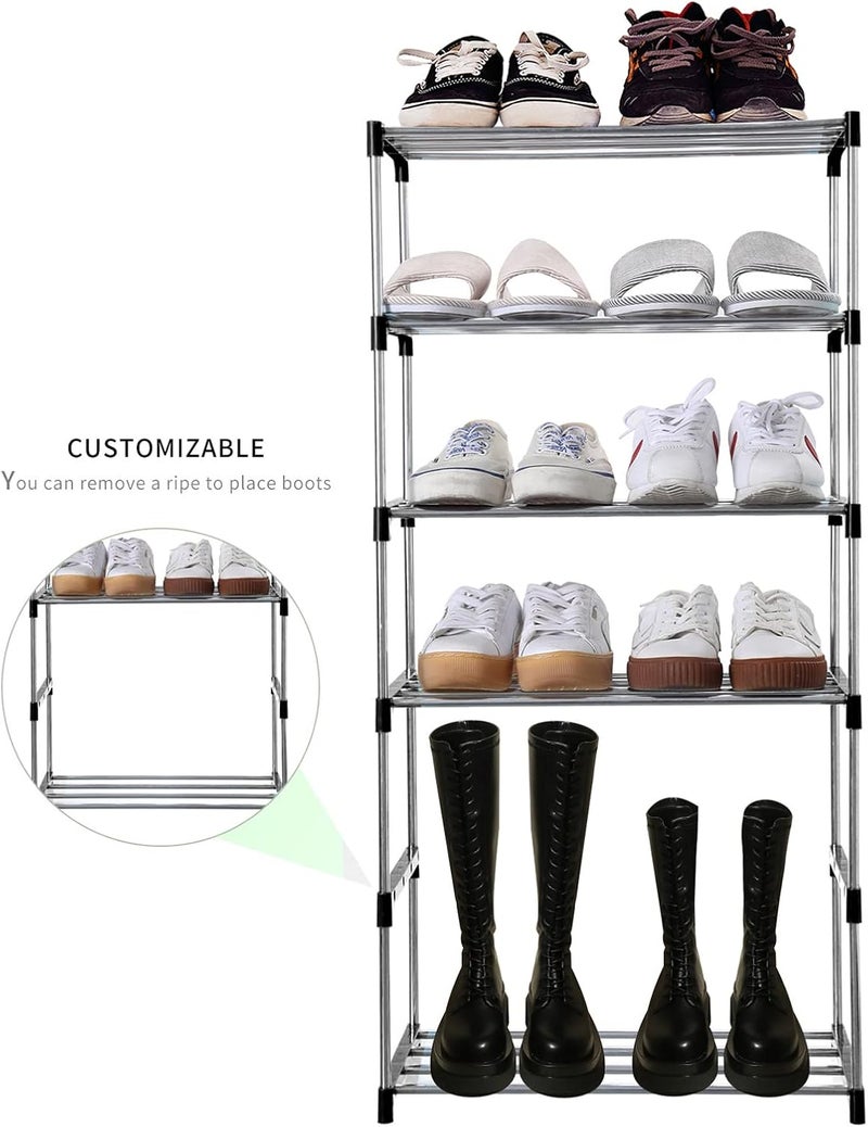 Jucaifu Stackable Shoe Rack, Entryway, Hallway and Closet Space Saving Storage and Organization (4-Tier, Black) - Image 4
