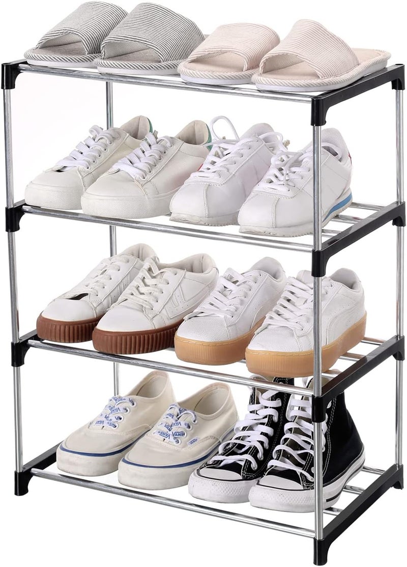 Jucaifu Stackable Shoe Rack, Entryway, Hallway and Closet Space Saving Storage and Organization (4-Tier, Black) - Image 1