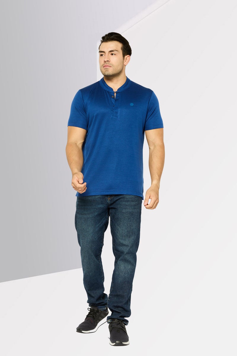 Men Regular Fit Brand Logo Short Sleeve Polo Shirt, Dark Blue