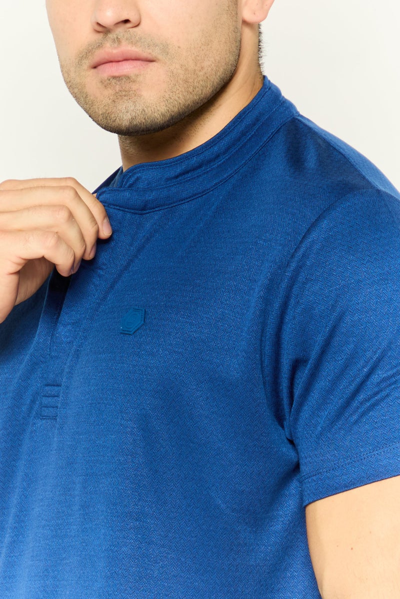 Men Regular Fit Brand Logo Short Sleeve Polo Shirt, Dark Blue