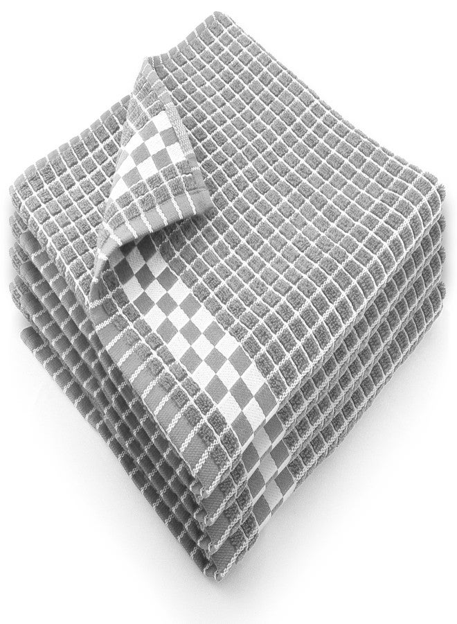Fecido Classic Dark Kitchen Dish Towels with Hanging Loop - Heavy Duty Absorbent Dish Clothes - European Made 100% Cotton Tea Towels - Set of 4, Silver Gray - Image 1