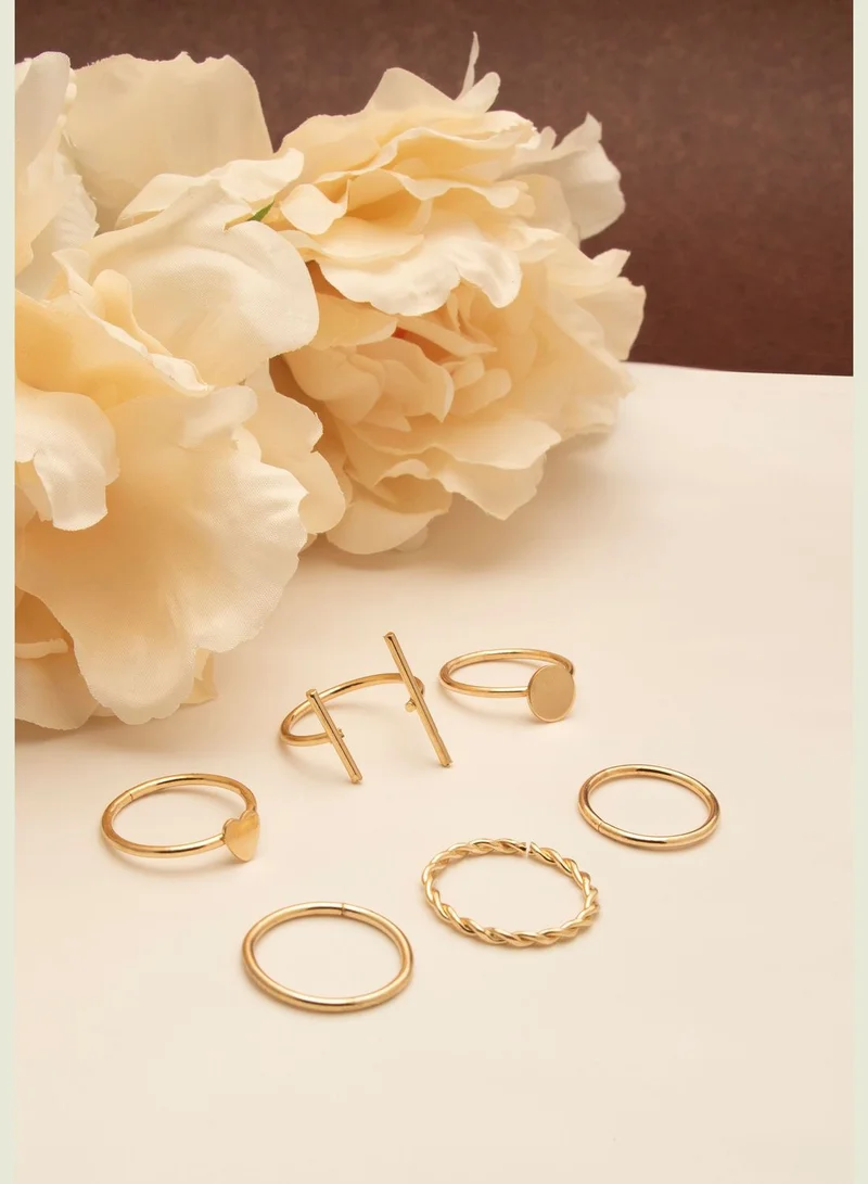 SOHI Pack of 6 Gold Plated Designer Ring