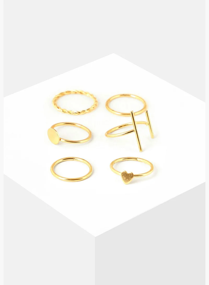 SOHI Pack of 6 Gold Plated Designer Ring