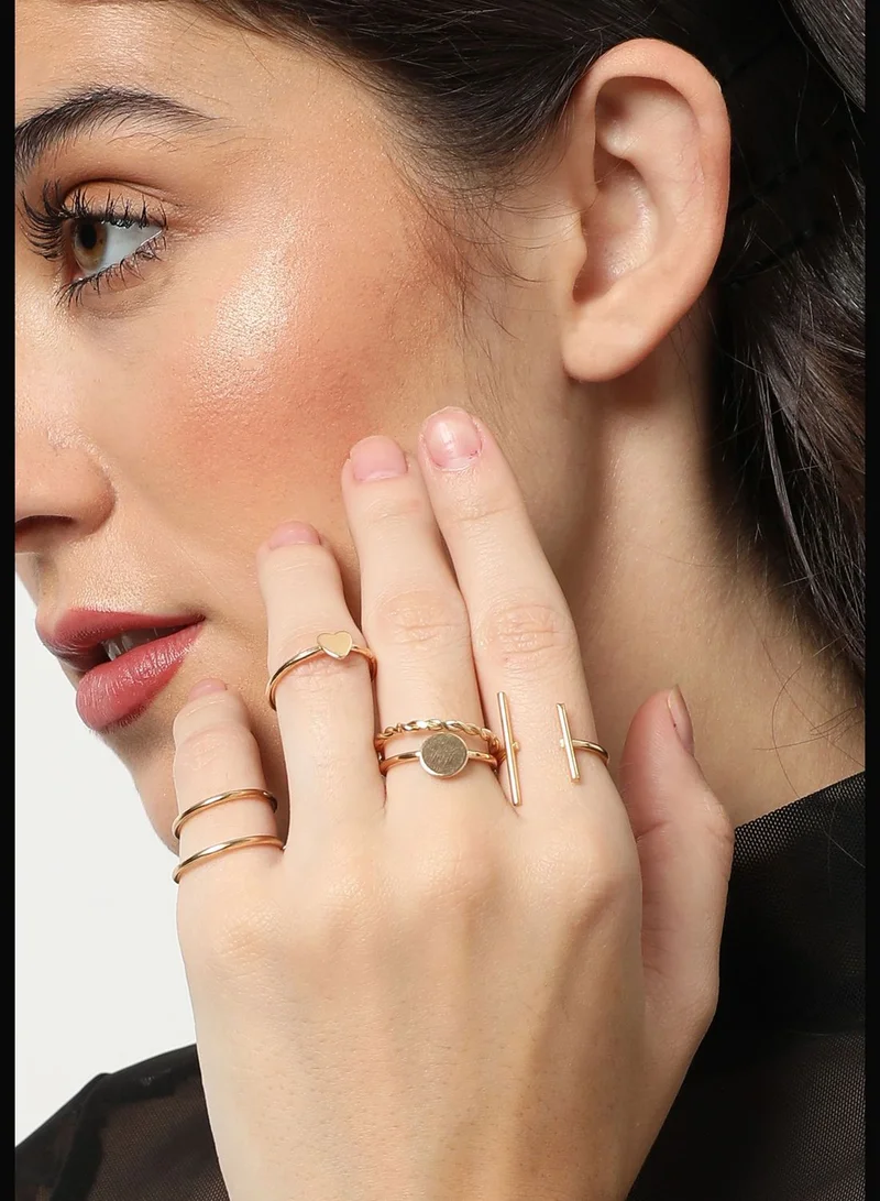 SOHI Pack of 6 Gold Plated Designer Ring