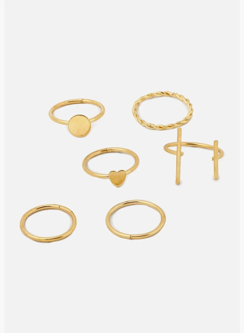 SOHI Pack of 6 Gold Plated Designer Ring