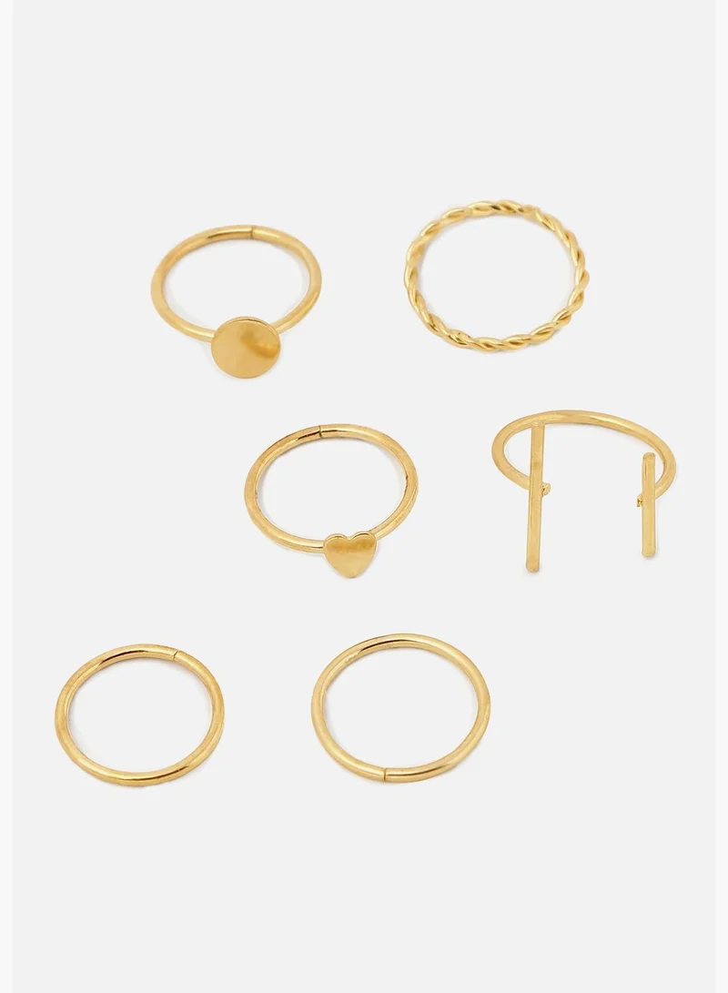 SOHI Pack of 6 Gold Plated Designer Ring