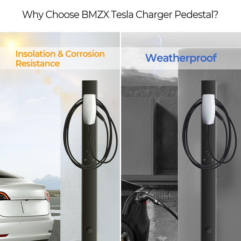 BMZX for Tesla Wall Connector Charger Pedestal Base Fits for Tesla Gen 3 Charging Station EV Mounted Cable Adapter for Tesla Charger Holder Charging Outdoor Indoor Organizer - Image 2