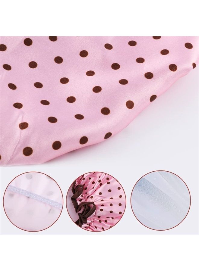 Pengxiaomei 4 Pcs Reusable Shower Cap, Waterproof Shower Cap Elastic Double Layers Shower Hat Bath Caps for Women - Image 1