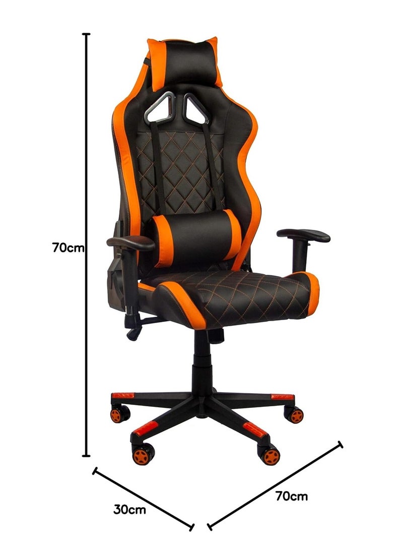 Ergonomic Reclining Gaming Chair – Orange Grid Design, Adjustable, Comfortable for Long Gaming Sessions - Image 2