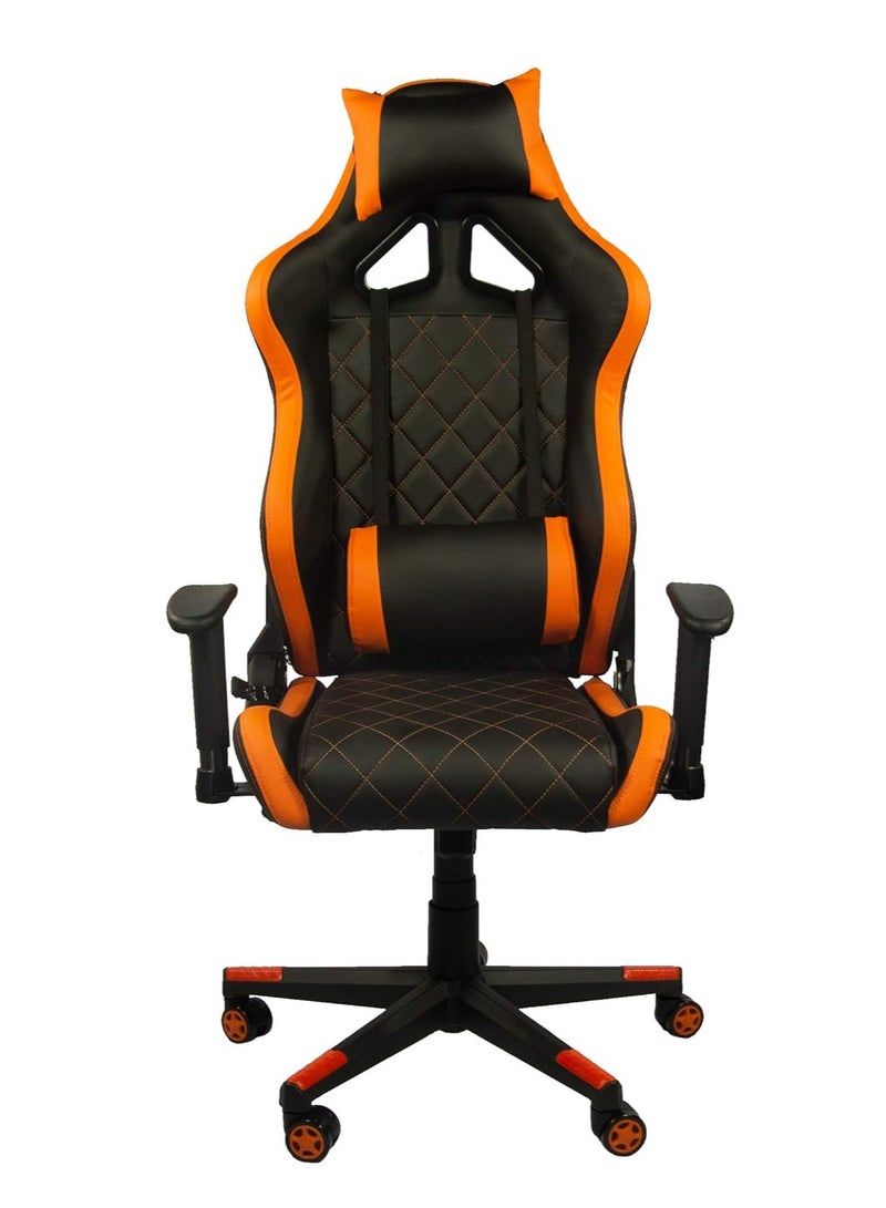 Ergonomic Reclining Gaming Chair – Orange Grid Design, Adjustable, Comfortable for Long Gaming Sessions - Image 1