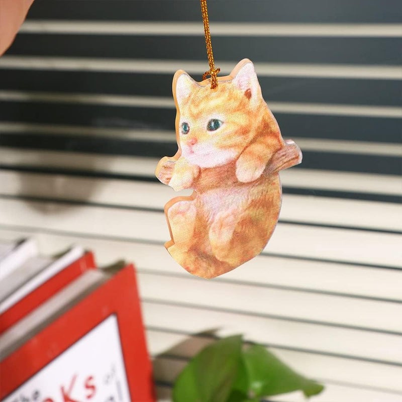 Pokinge Cute Cat Swinging Pendants - 2 Pcs Acrylic Car Decor - Image 3