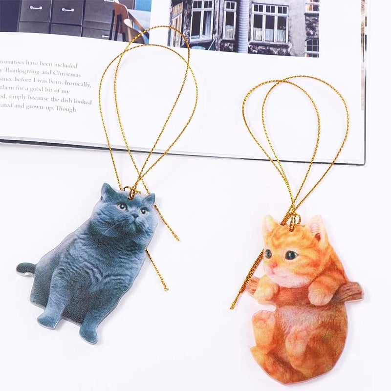 Pokinge Cute Cat Swinging Pendants - 2 Pcs Acrylic Car Decor - Image 5