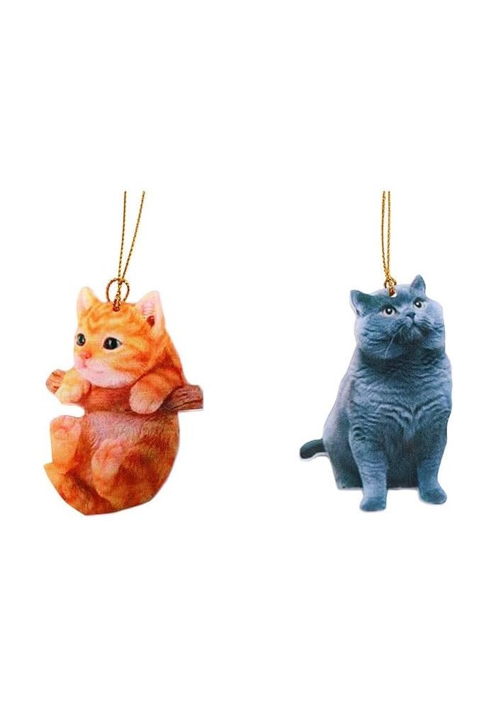 Pokinge Cute Cat Swinging Pendants - 2 Pcs Acrylic Car Decor - Image 1
