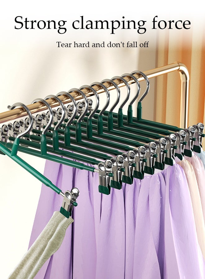 DUNISO 12 Pcs Pants Hangers with Clips，Adjustable Non Slip Clip Hangers，Space-Saving Clothes Pants Holders with 360 ° Swivel Hooks，for Shorts Bottom Jeans Trouser Leggings Skirts，White - Image 5