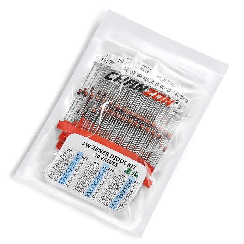 Chanzon 30 Values 300pc 1W Zener Diode Assorted Kit (3V 3.3V 3.6V 3.9V 4.3V 4.7V 5.1V 5.6V 6.2V 6.8V 7.5V 8.2V 9.1V 10V 11V 12V 13V 15V 16V 18V 20V 22V 24V 27V 30V 33V 36V 39V 43V 47V) Assortment Set - Image 4