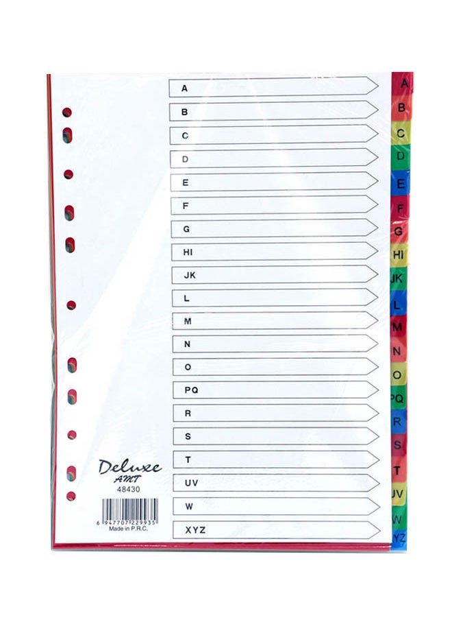 Deluxe - A4 A-Z Tab Pvc Color Divider  Stationery Binder Index Dividers - Image 1