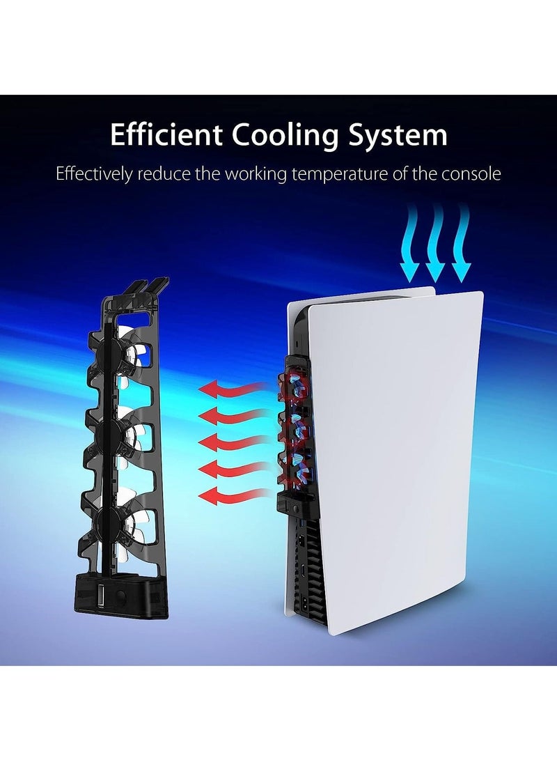 Cooling Fan for PS5 Console, PS5 Slim Cooler with 3 High-Speed Cooling Fans and Controller USB 3.0 Port for Digital/CD Version, Black - Image 2